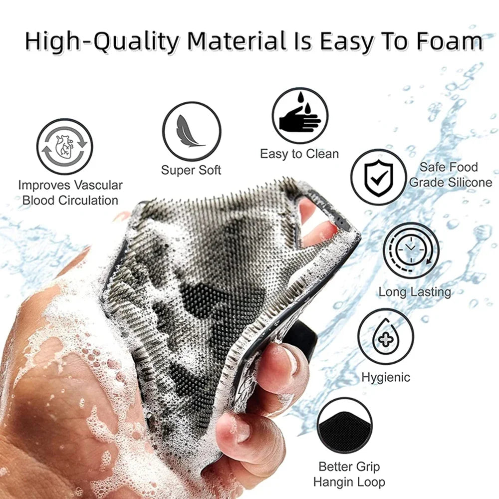 Silicone Exfoliating Body Scrubber & Wall Mount Shampoo Brush Body Scrub Brush PLUSH
