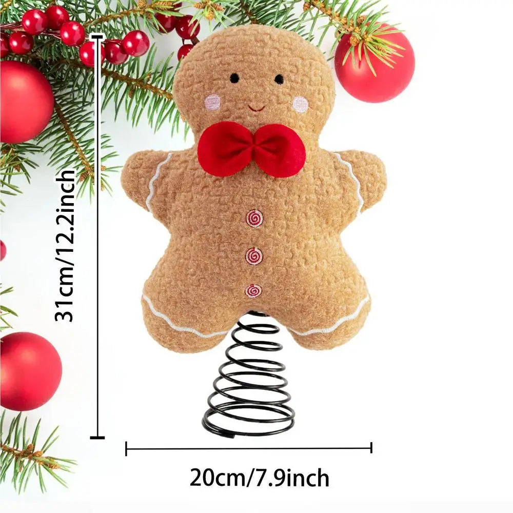 Plush Gingerbread Man Christmas Tree Topper | 12" Holiday Christmas Tree Topper PLUSH A