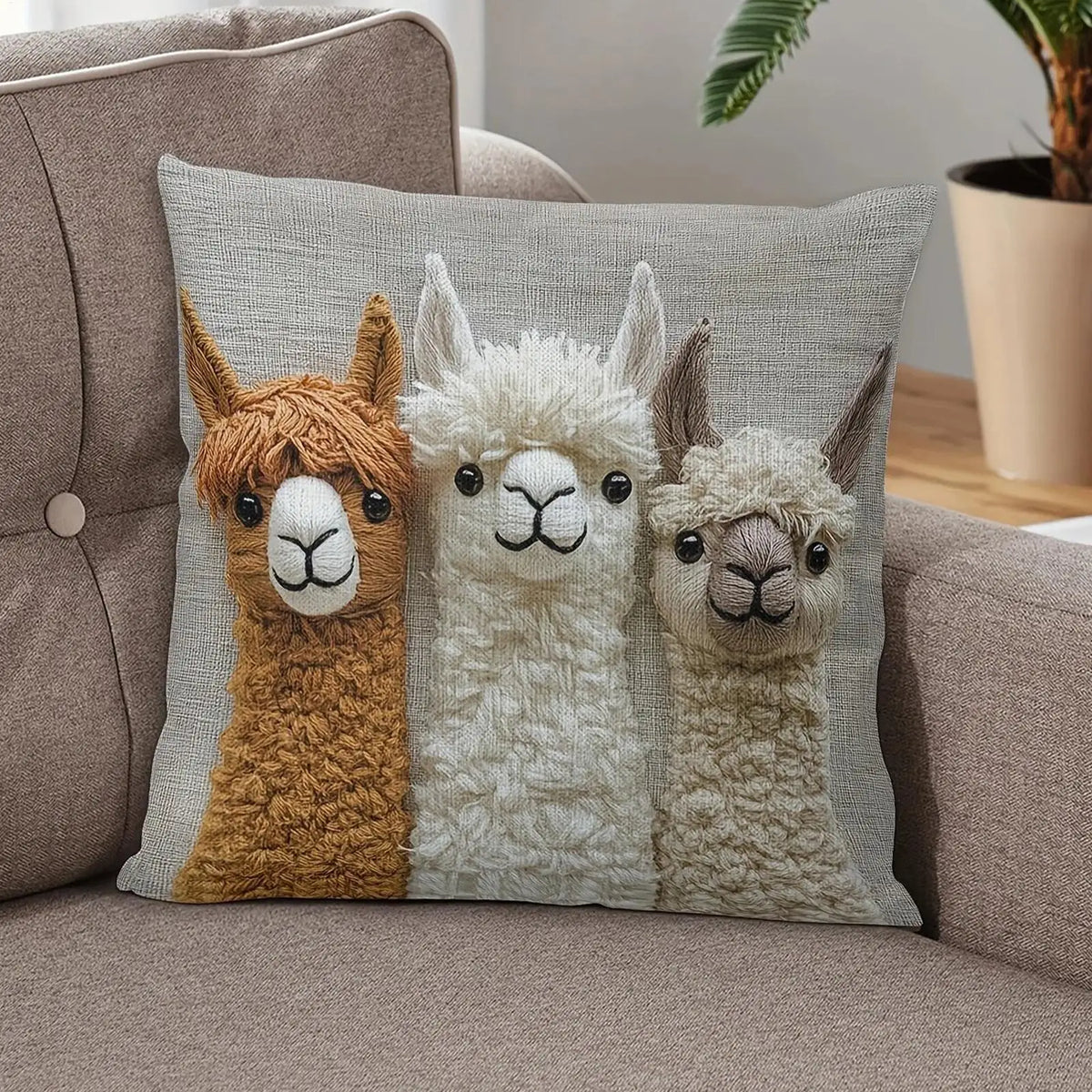 Cute Alpaca Pillow Cover 17.7" – Soft Throw Cushion Case Decorative Pillow Cover PLUSH