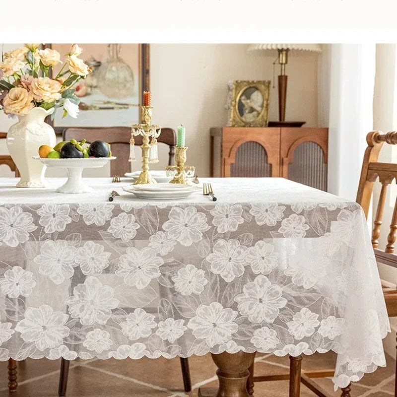 Jacquard Lace Tablecloth Rustic Floral Table Cover Jacquard Tablecloth PLUSH