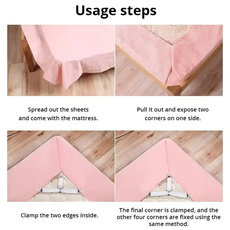 Bed Sheet Corner Clips & Mattress Straps – 4pcs Set Sheet Corner Clips PLUSH