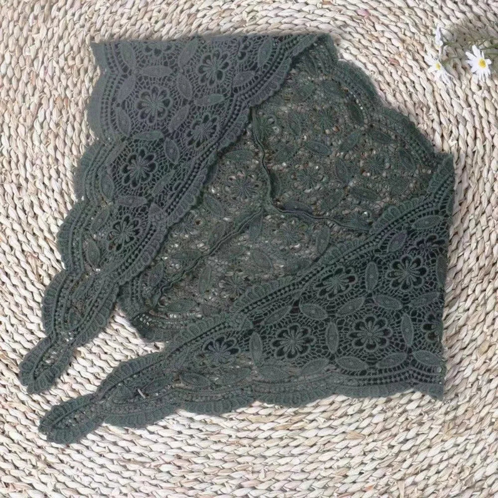 Women's Knit Crochet Lace Shawl Scarf – Hollow Floral Cape Knit Crochet Shawl PLUSH