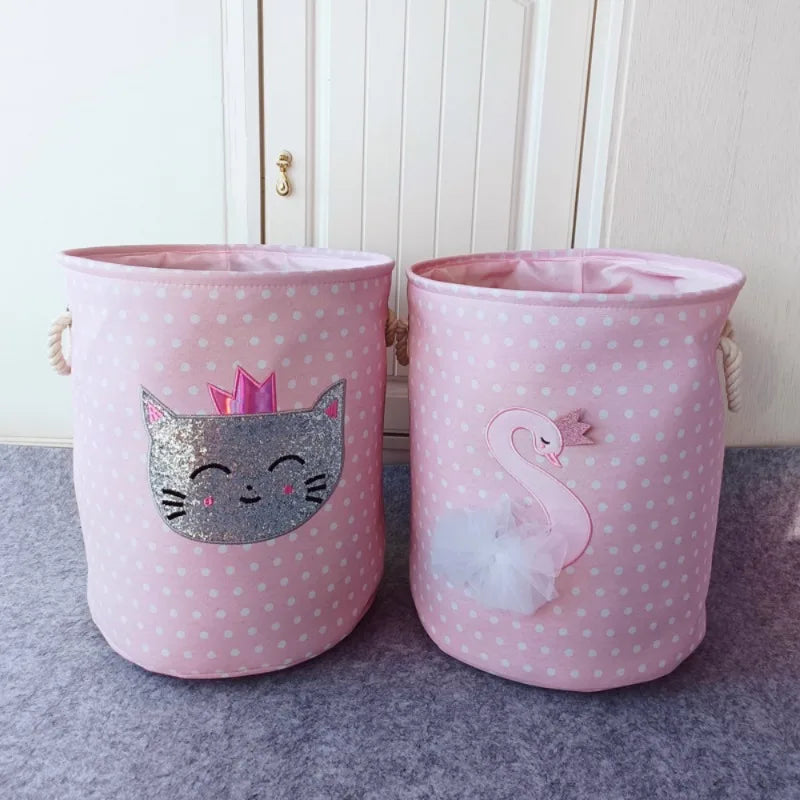 Round Canvas Laundry Hamper with Handles – Large Pink Basket Laundry Hamper Basket PLUSH