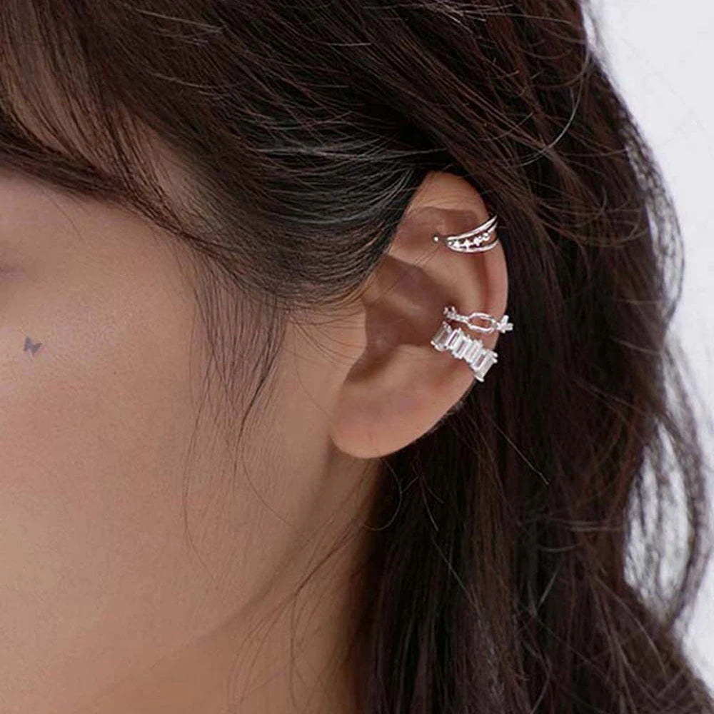 Crystal Multi-Layer Ear Cuffs – Non-Piercing Clip Earrings Clip-On Ear Cuffs PLUSH