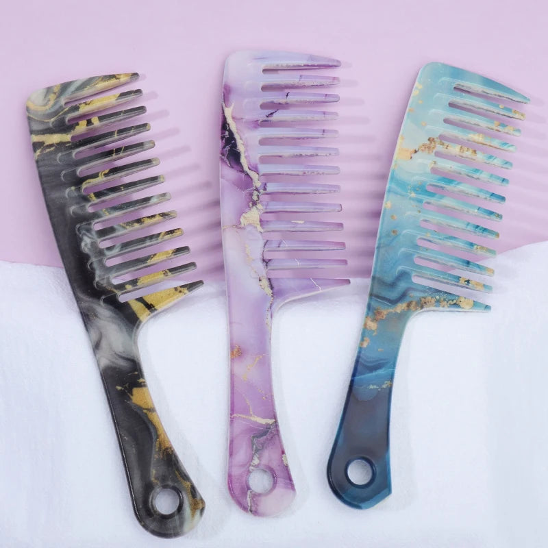 Extra Large Wide Tooth Detangling Comb – Marble Pattern Wide Tooth Comb PLUSH
