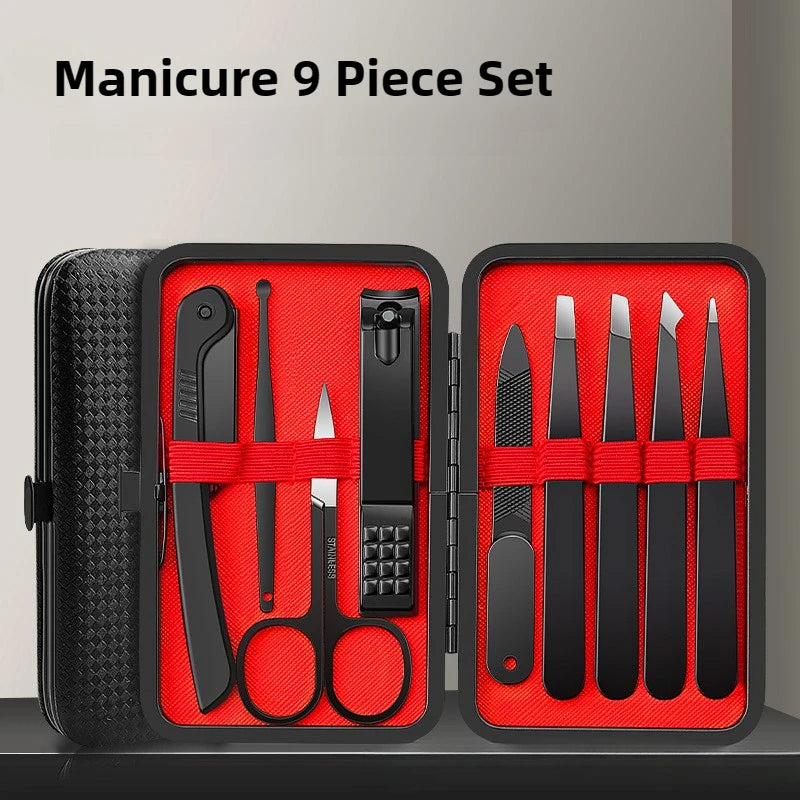 Stainless Steel Manicure Set – 7–24 Piece Nail Clipper Kit Manicure Nail Kit PLUSH 9 PCS Beauty SET