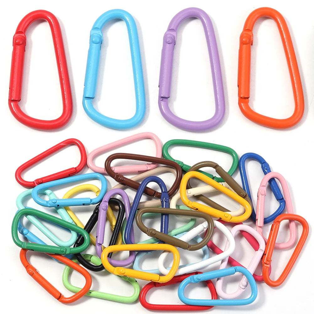 Colorful D-Shape Spring Clasps Carabiner Keyrings – 10-20pcs Jewelry Findings PLUSH