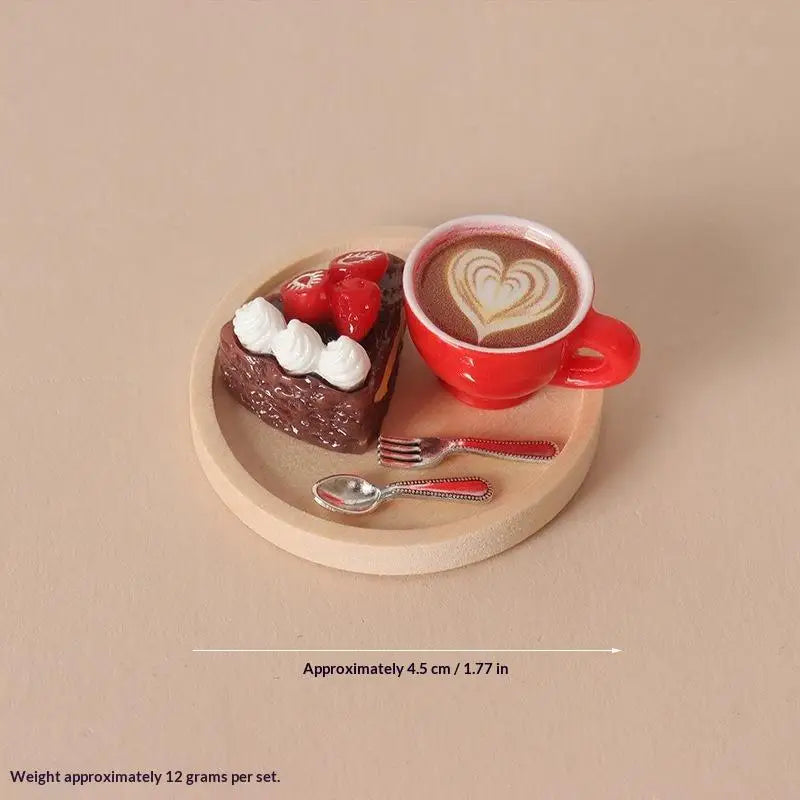 Miniature Coffee & Pastry Set – 1:12 Dollhouse Diorama Decor Dollhouse Accessory Set PLUSH A5