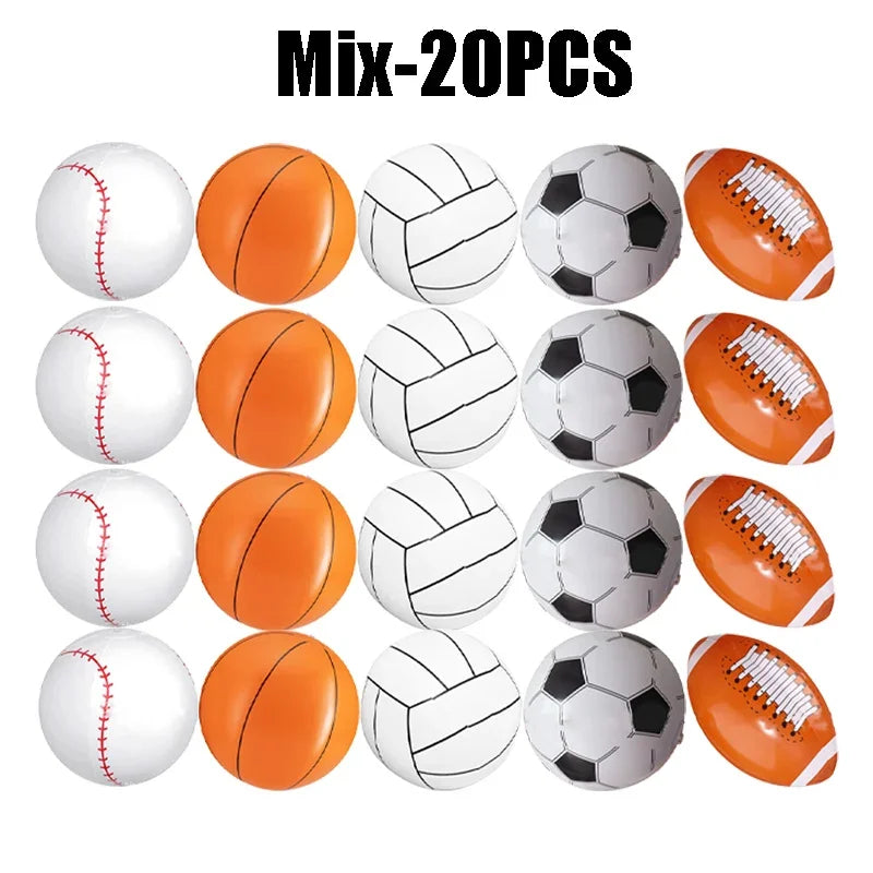 Inflatable Sports Beach Balls 24-Pack – Kids Pool & Beach Toy Inflatable Beach Toy PLUSH Mix-20PCS