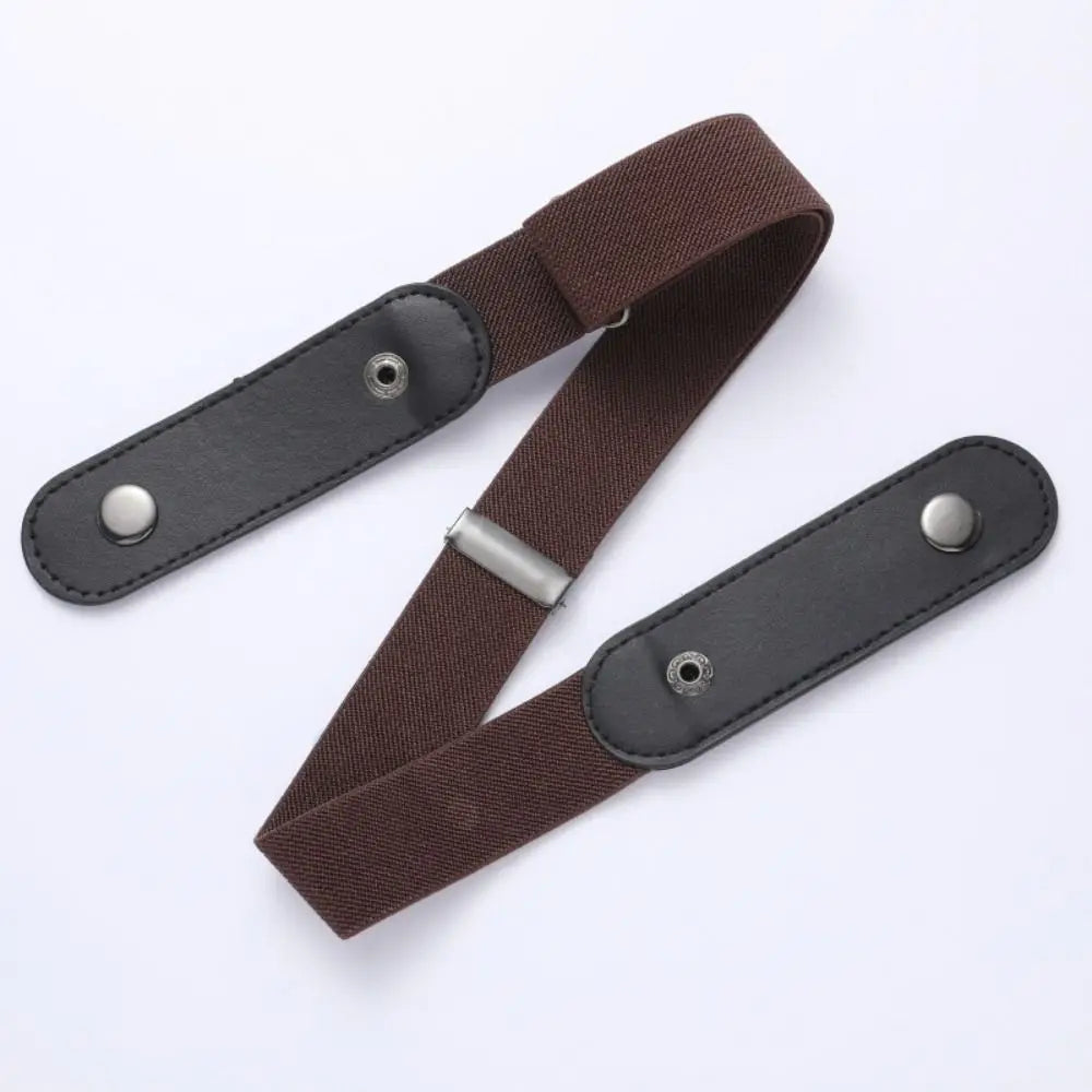 Women's Buckle-Free Elastic Invisible Belt – No-Hole Design Elastic Fashion Belt PLUSH coffee