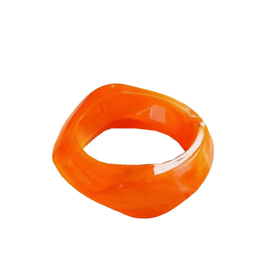 Irregular Acrylic Cuff Bangles – Colorful Vintage Open Design Acrylic Cuff Bangle PLUSH Orange