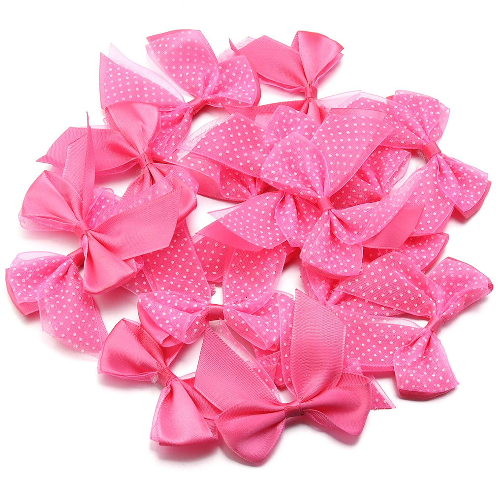 10pcs Polka Dot Satin Organza Bows – DIY Hair & Gift Decor Hair Bow Embellishments PLUSH hotpink