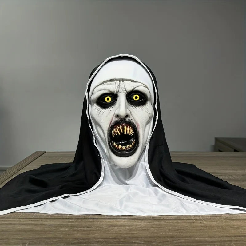 Frightening Nun Latex Mask – Halloween Horror Costume Halloween Costume Mask PLUSH