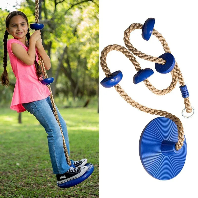 Kids Outdoor Climbing Toy – Disc Swing, Rings & Rope Set Kids Climbing Play Set PLUSH