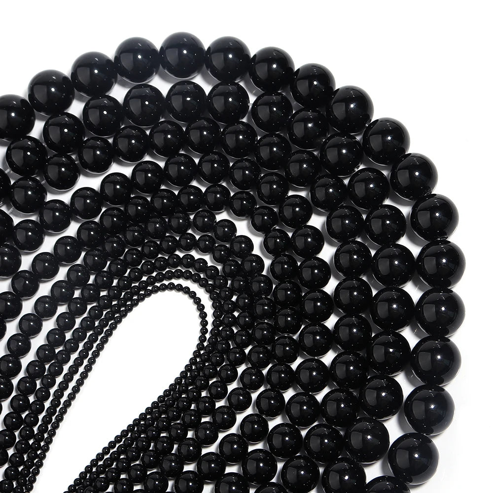 Black Onyx Agate Round Spacer Beads – Natural Stone DIY Jewelry Natural Stone Beads PLUSH