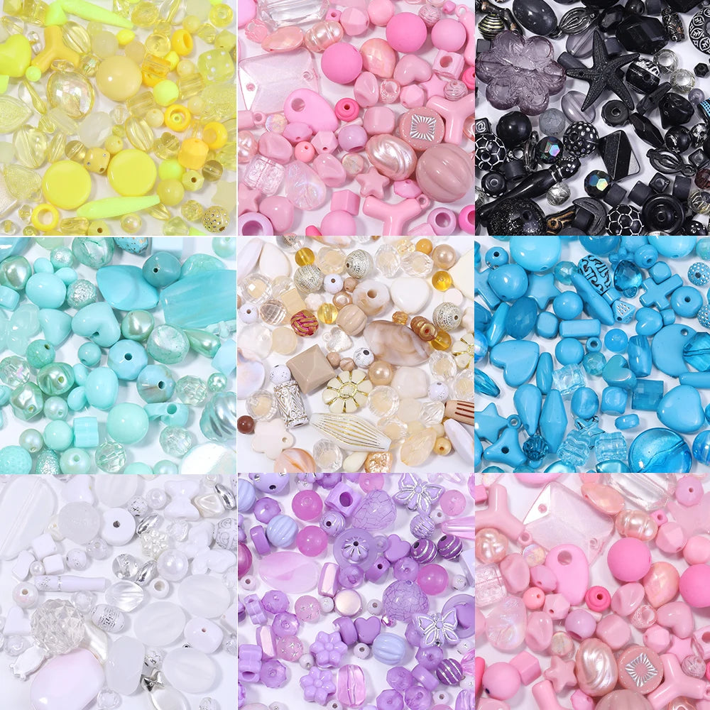 50g Mixed Acrylic Beads Y2K DIY Jewelry Phone Chain Bracelet Acrylic Craft Beads PLUSH