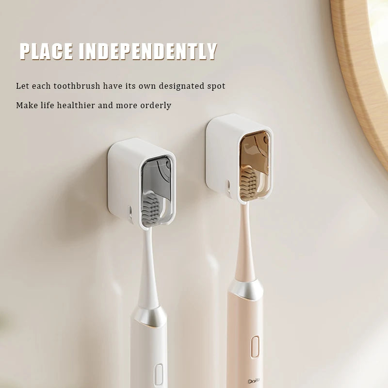 Wall Mount Toothbrush Holder with Dustproof Cover | No Drill Toothbrush Holder PLUSH