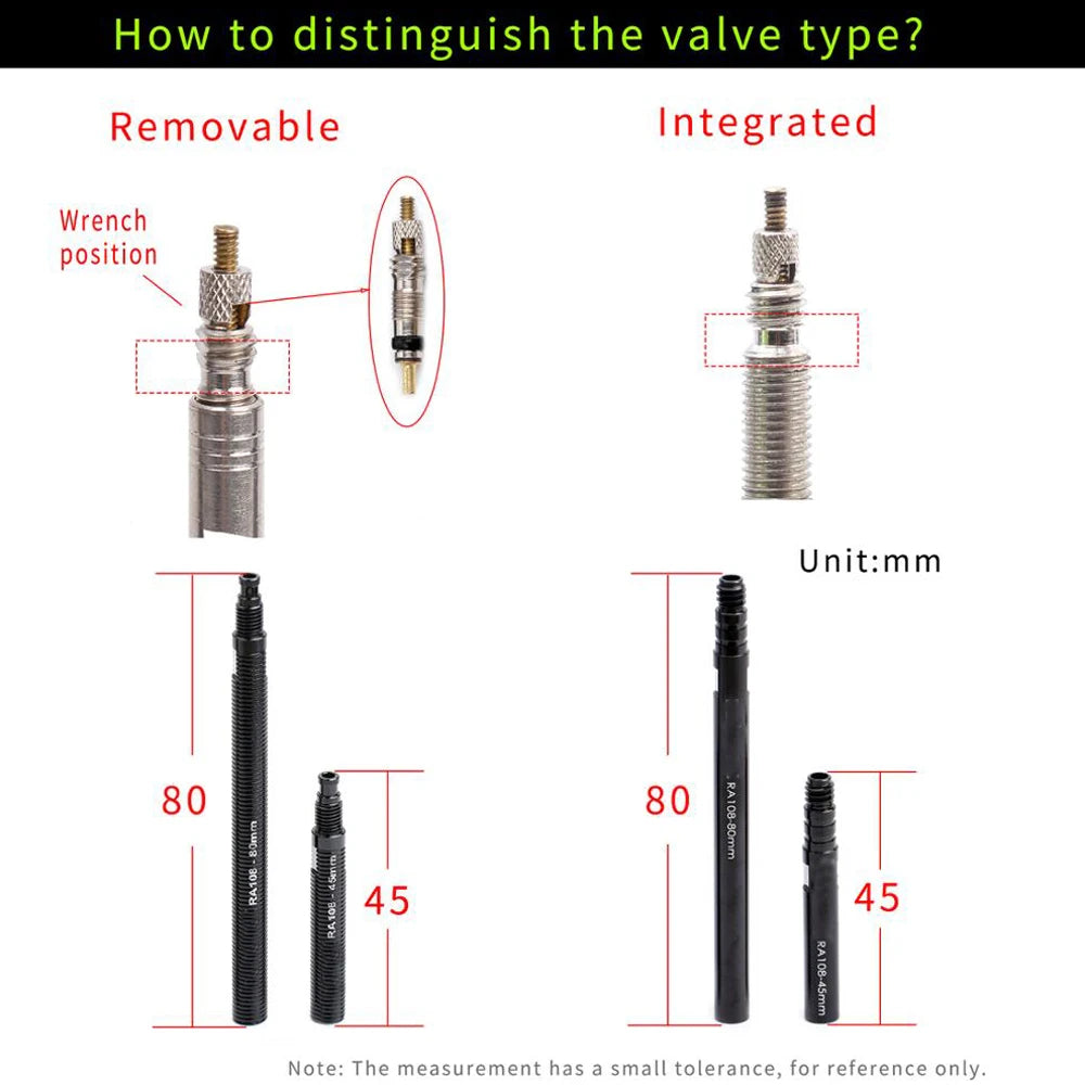 Presta Valve Extender Aluminum Alloy 45mm 80mm – 2pcs + Wrench Bike Valve Extender PLUSH