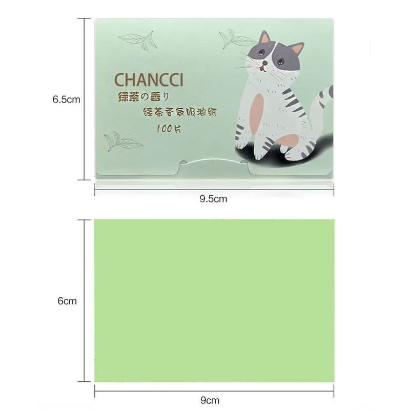 100pcs Matcha Oil Blotting Sheets – Face Oil Control Paper Oil Blotting Sheets PLUSH