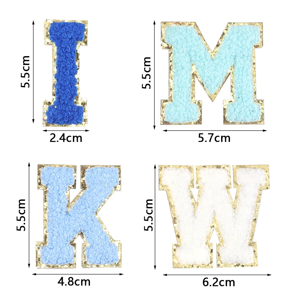 8pcs Blue Letter Embroidery Patches Self-Adhesive DIY Crafts Embroidery Patches PLUSH