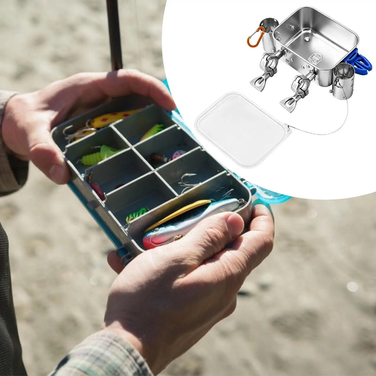 Stainless Steel Boat Fishing Bait Box – Waterproof Rail Mount Fishing Tackle Box PLUSH
