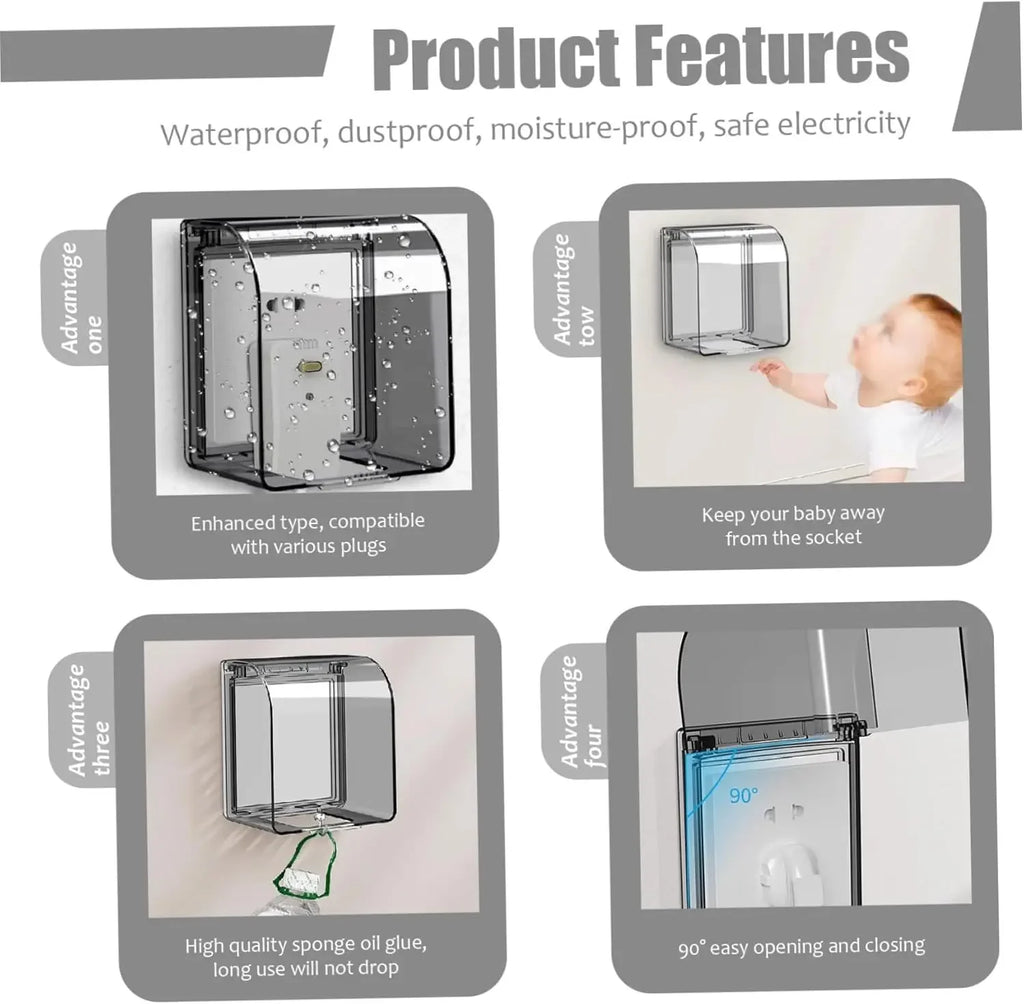 Waterproof Self-Adhesive Outlet Cover – Kids Safety Socket Protector Outlet Safety Cover PLUSH