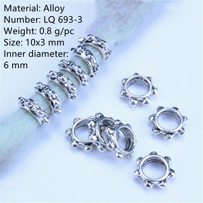 5pcs Metal Dreadlock Bead Cuffs Hair Braid Rings 3D Charms