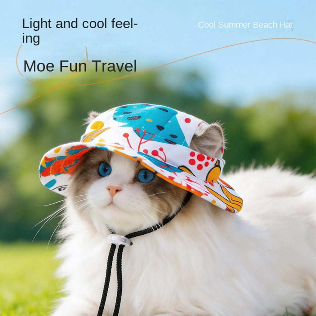 Adjustable Pet Sun Hat for Cats & Small Dogs – UV Brim Pet Sun Hat PLUSH
