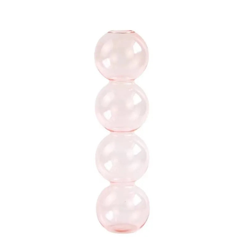 Nordic Glass Bubble Vase – Clear Bud Vase & Hydroponic Planter Glass Bud Vase PLUSH Pink 4balls