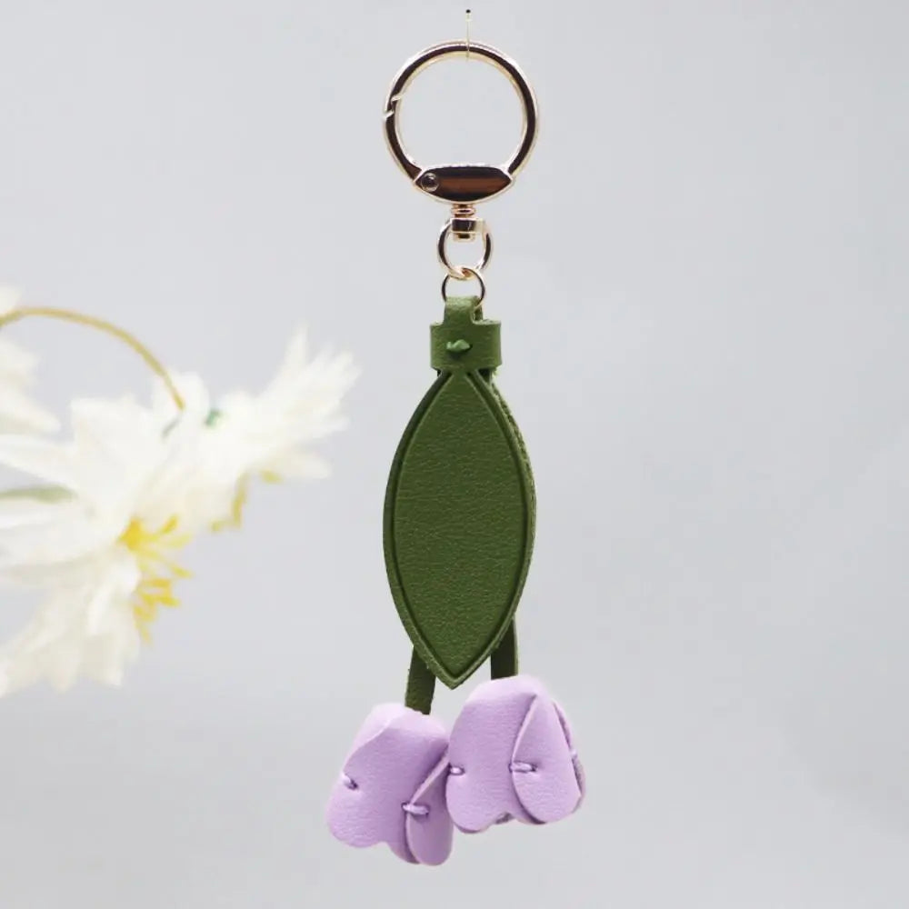 Tulip Bag Pendant PU Leather Floral Charm – Korean Style Bag Charm Pendant PLUSH