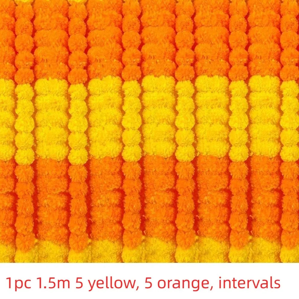1.5m Marigold Garland – Halloween, Diwali & Wedding Decor Flower Garland PLUSH Style 3