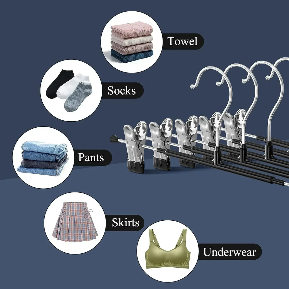 Stainless Steel Pants Hangers Anti-Slip Clothes Clips 5/10/20Pcs Clothes Hanger Clips PLUSH