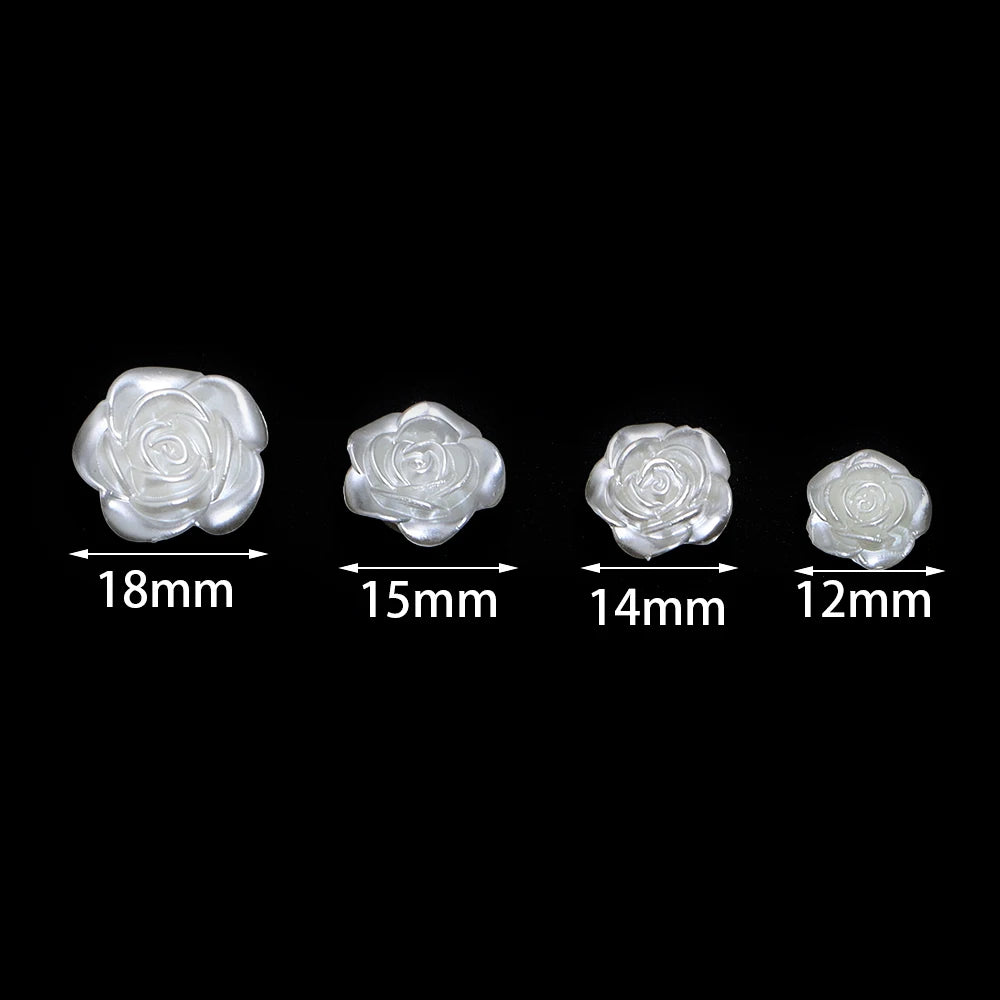 50-100pcs Vintage White Flat Back Rose Pearl Beads – DIY Jewelry Jewelry Making Beads PLUSH white rose 14mm x 100pcs
