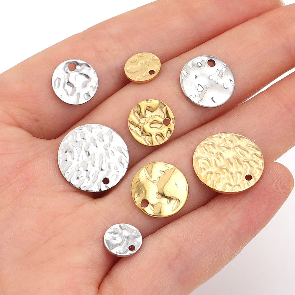10pcs Stainless Steel Textured Disc Charms for DIY Jewelry Jewelry Charms PLUSH