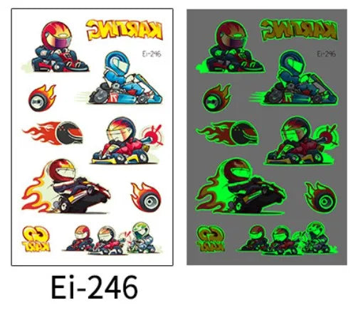 Glow in the Dark Motorcycle Tattoo Stickers for Kids – Waterproof Temporary Tattoo Stickers PLUSH 246