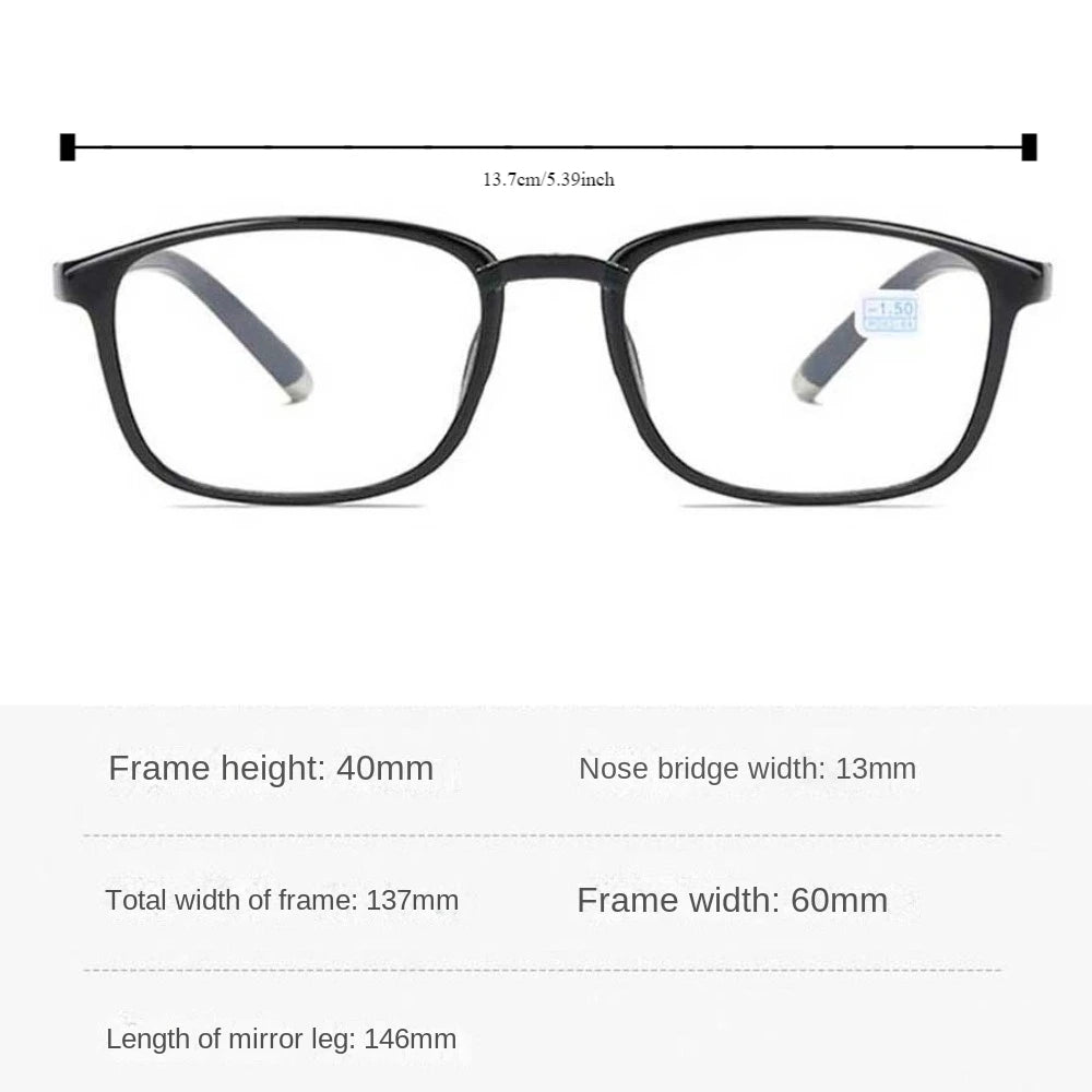 Square Myopia Glasses -1.0 to -6.0 | Black Purple Grey Frames Myopia Eyeglasses PLUSH