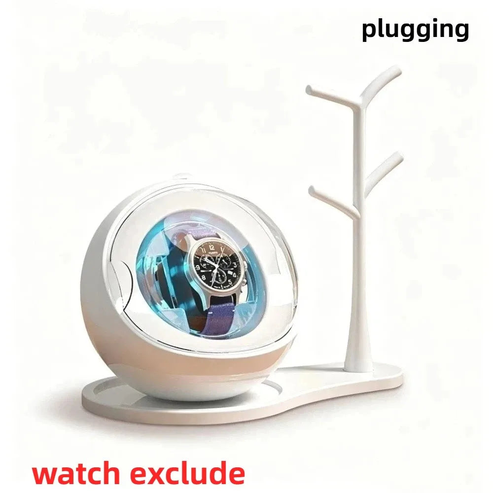 Automatic Watch Winder Silent Motor & 5-Color Ambient Lights Watch Winder Box PLUSH Set Plugging