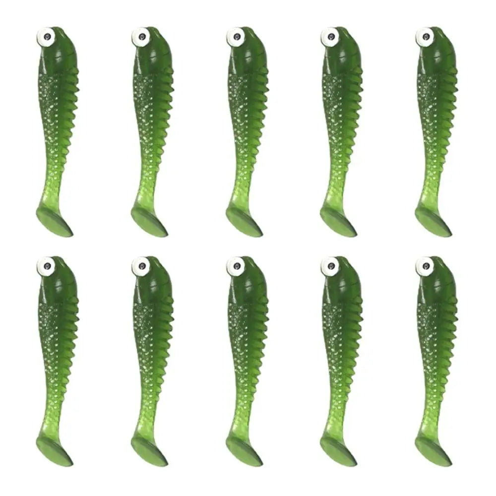 Soft Silicone Worm Fishing Lures 10pcs – Bass Swimbaits Soft Fishing Lures PLUSH Dark Green 5.5CM