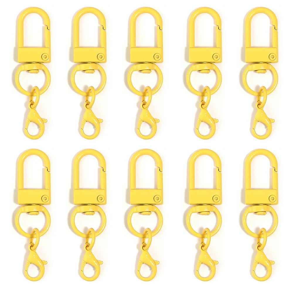 10pcs Multicolor Zinc Alloy Key Chain Lobster Clasp Split Key Rings Jewelry Findings PLUSH yellow