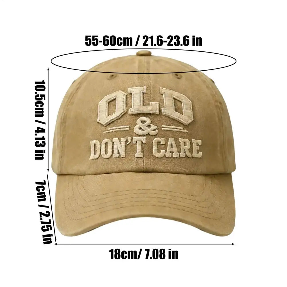 "OLD Don't Care" Embroidered Retro Washed Baseball Cap Baseball Cap PLUSH Khaki