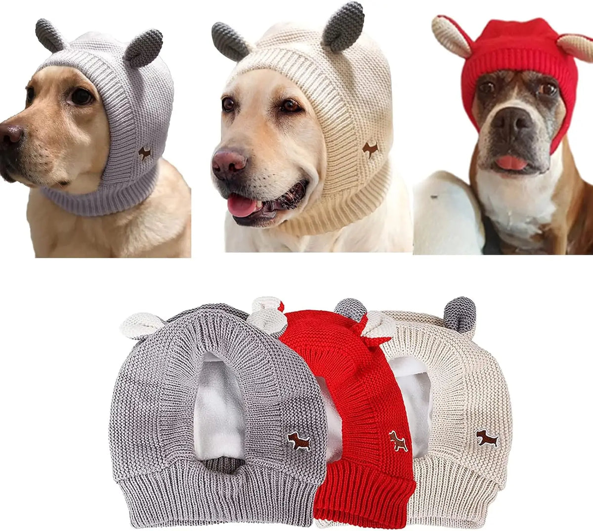 Dog Ear Muffs Knitted Hat – Pet Winter Neck & Ear Warmer Pet Winter Hat PLUSH