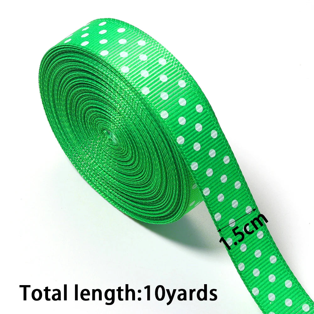 Green Polka Dot Grosgrain Ribbon 10–38mm | DIY Bows & Gift Wrap Grosgrain Ribbon PLUSH 15mm x 10yards 1roll
