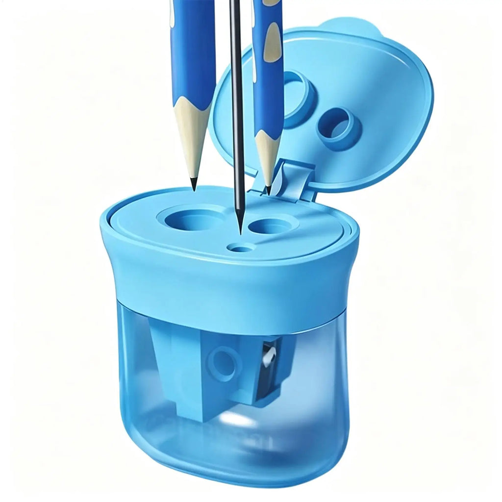 3-Hole Handheld Pencil Sharpener – HB, 2B, Colored & Charcoal Manual Pencil Sharpener PLUSH