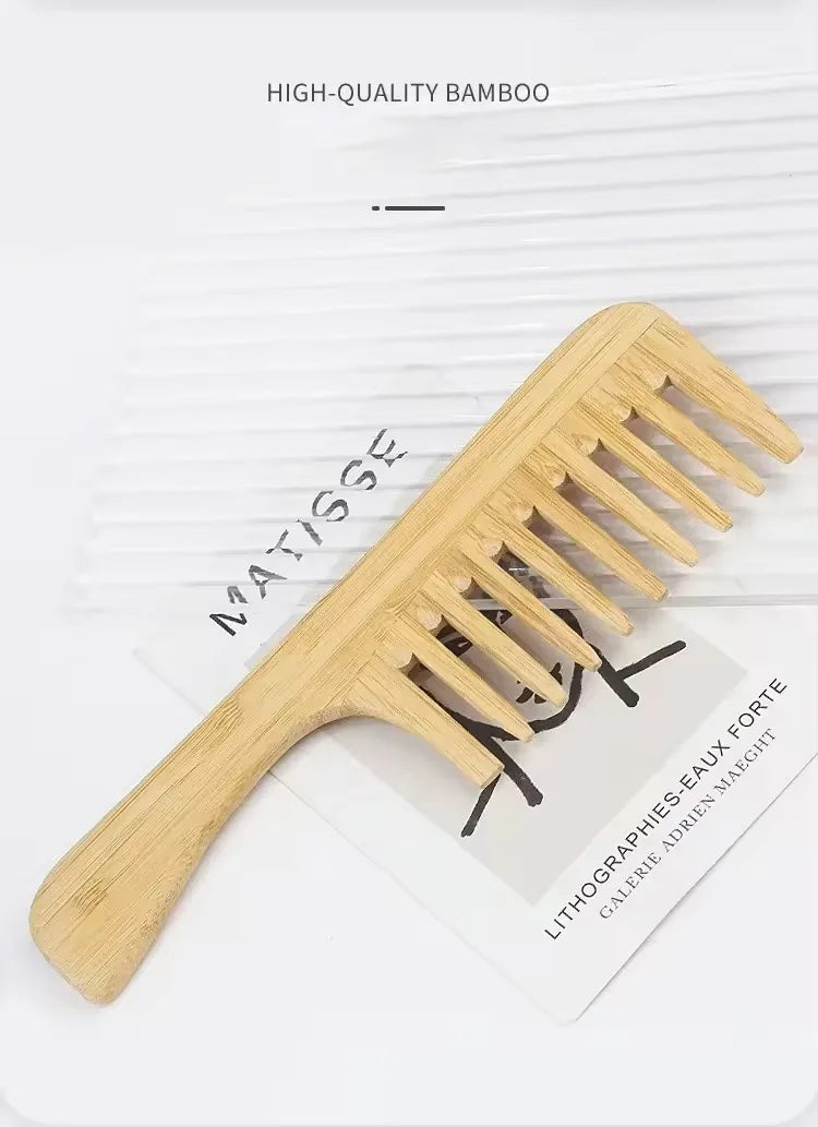 Solid Wood Wide Tooth Comb Set – Natural Hair Styling Combs Wood Hair Comb Set PLUSH