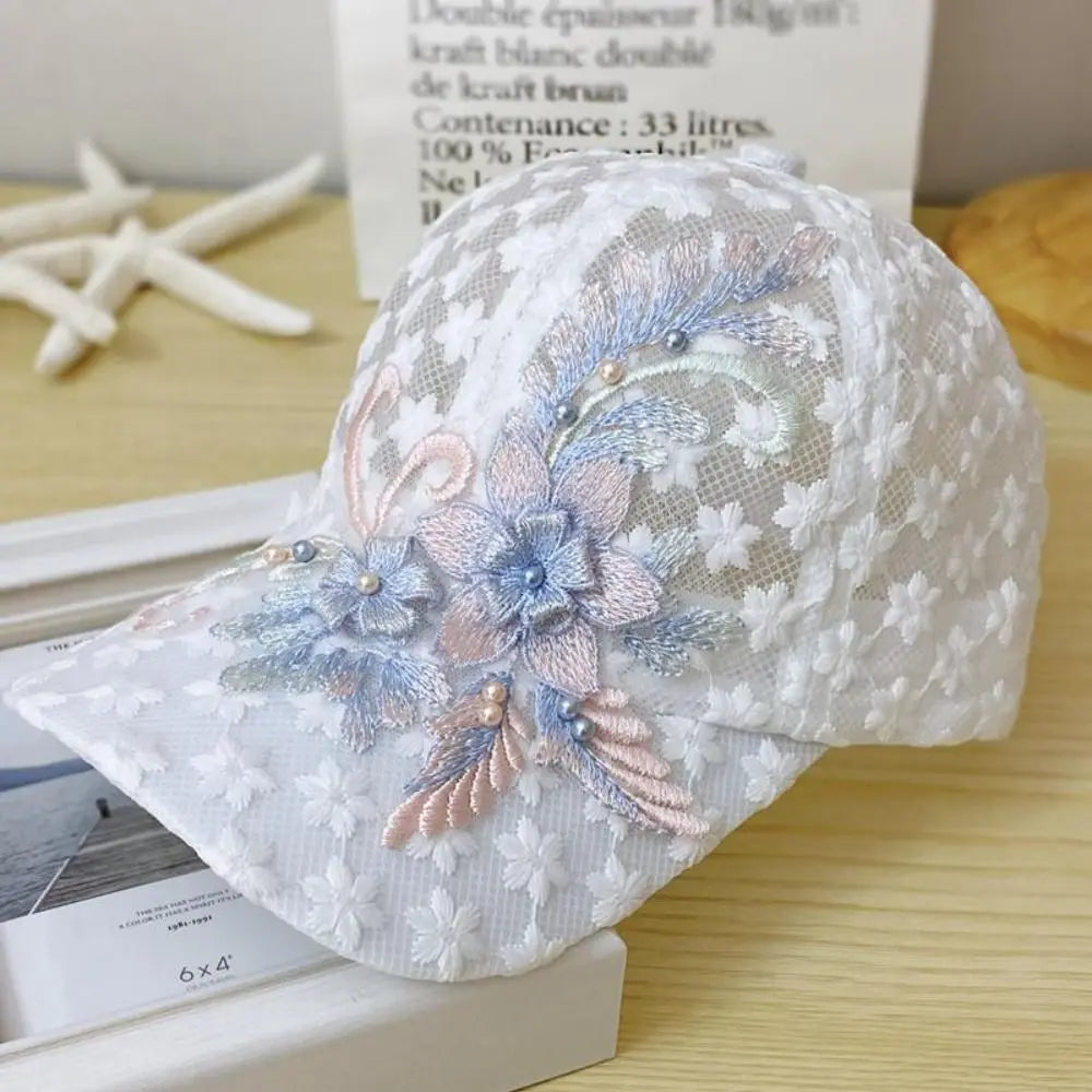 Women's Breathable Floral Lace Baseball Cap – Quick-Dry Hat Women's Baseball Cap PLUSH