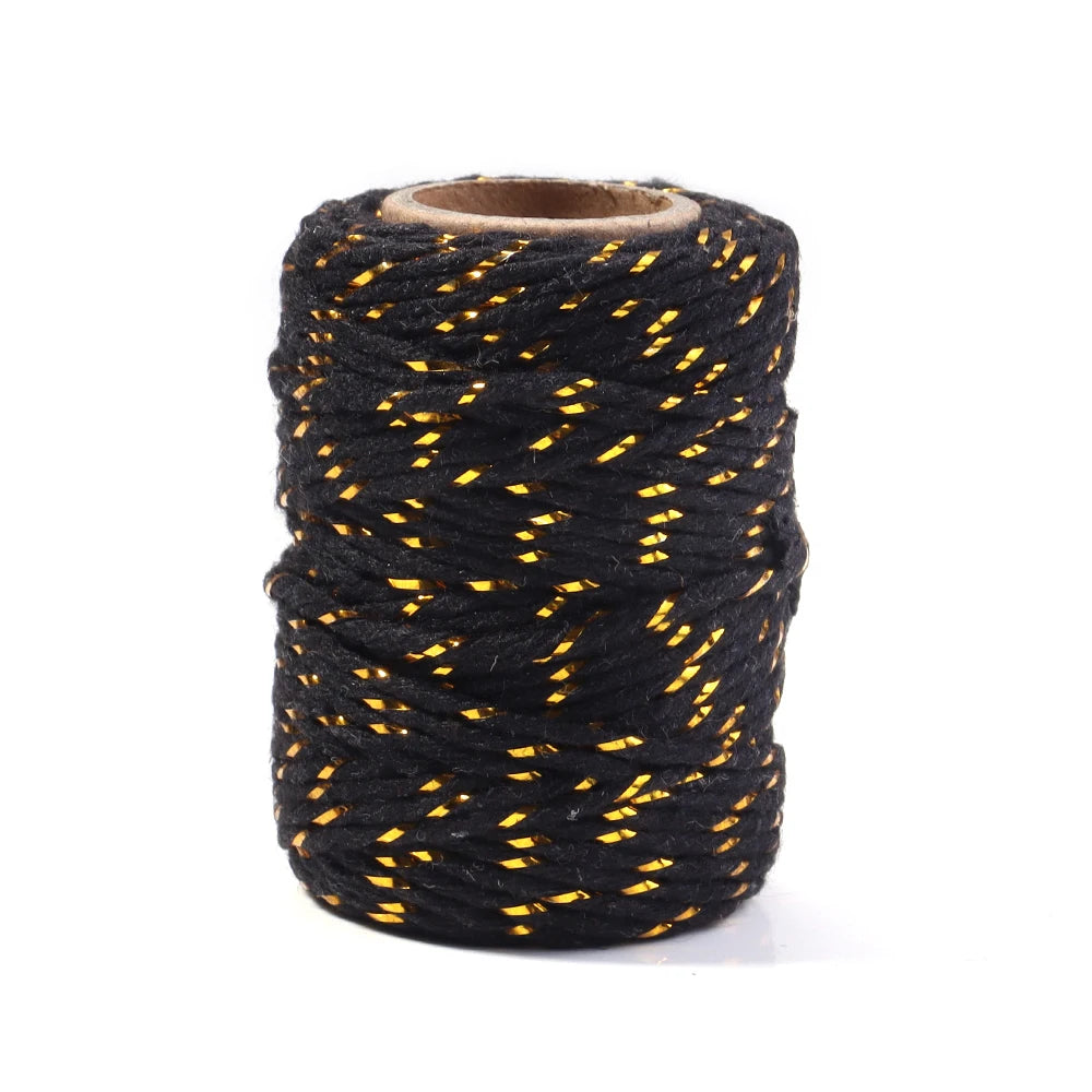 20m Gold Colorful Braided Cotton Cord – DIY Crafts & Gift Wrap Braided Craft Cord PLUSH black 2mm