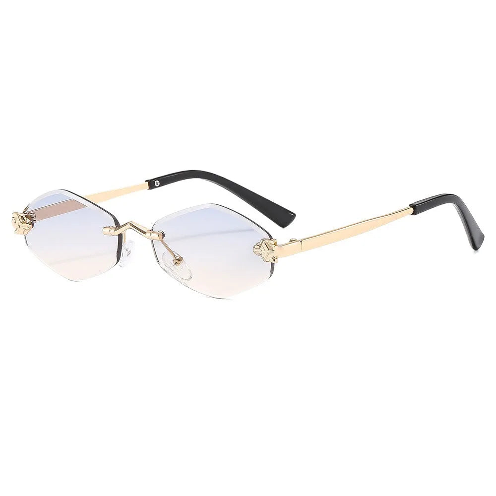UV400 Frameless Rhombus Sunglasses – Women's Gradient Sport Sport Sunglasses PLUSH Blue Yellow
