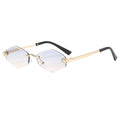 UV400 Frameless Rhombus Sunglasses – Women's Gradient Sport Sport Sunglasses PLUSH Blue Yellow