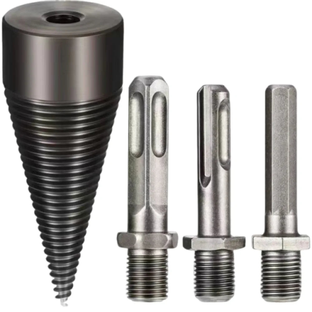 Wood Splitter Drill Bit Set 32mm 42mm 50mm – 4pcs + 3 Handles Wood Splitter Bit Set PLUSH S 32mm-4Pcs
