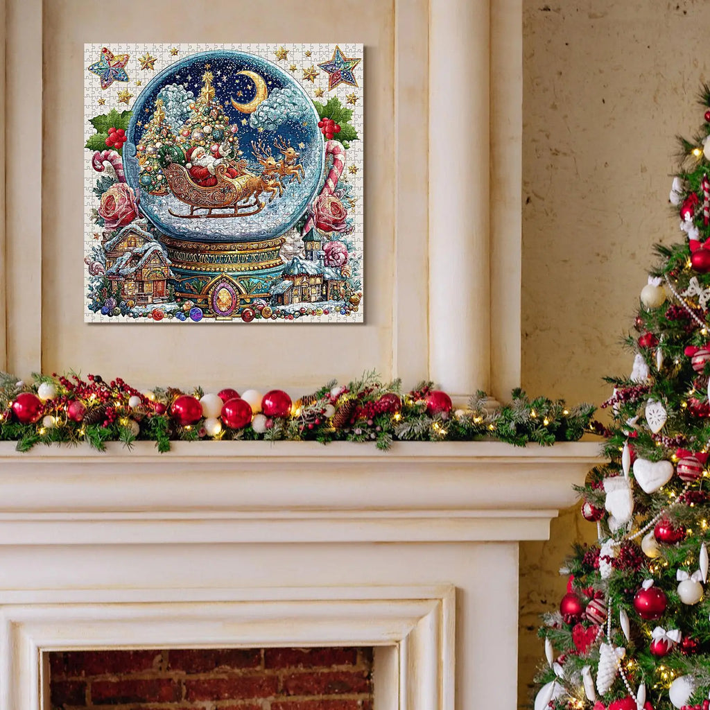 Christmas Snow Globe Puzzle – Festive Winter Scene Decor Set Christmas Puzzle Set PLUSH